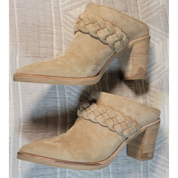 Dolce Vita Women's Braided Suede Mule Block Heel Pointed Toe Taupe Size 9.5 - Picture 4 of 9